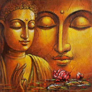 水上の仏頭 仏教 Oil Paintings